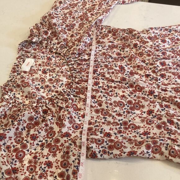 XIRENA Dalyn Cotton Silk Red Floral Long Ballon Sleeve Tiered Mini Dress XS - Picture 4 of 8